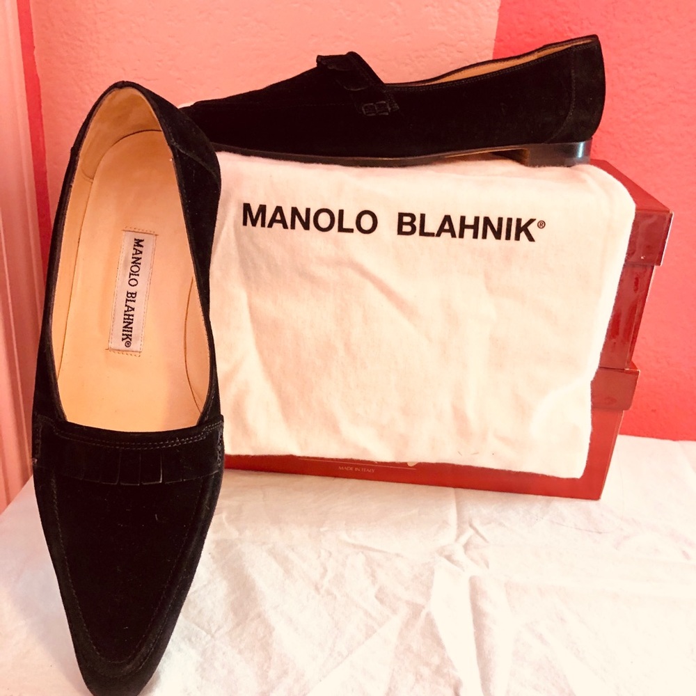 Vintage Manolo Blahnik Velvet Flats